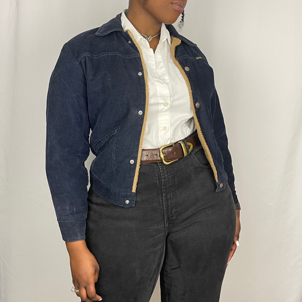 Vintage Wrangler Navy Corduroy Sherpa Jacket